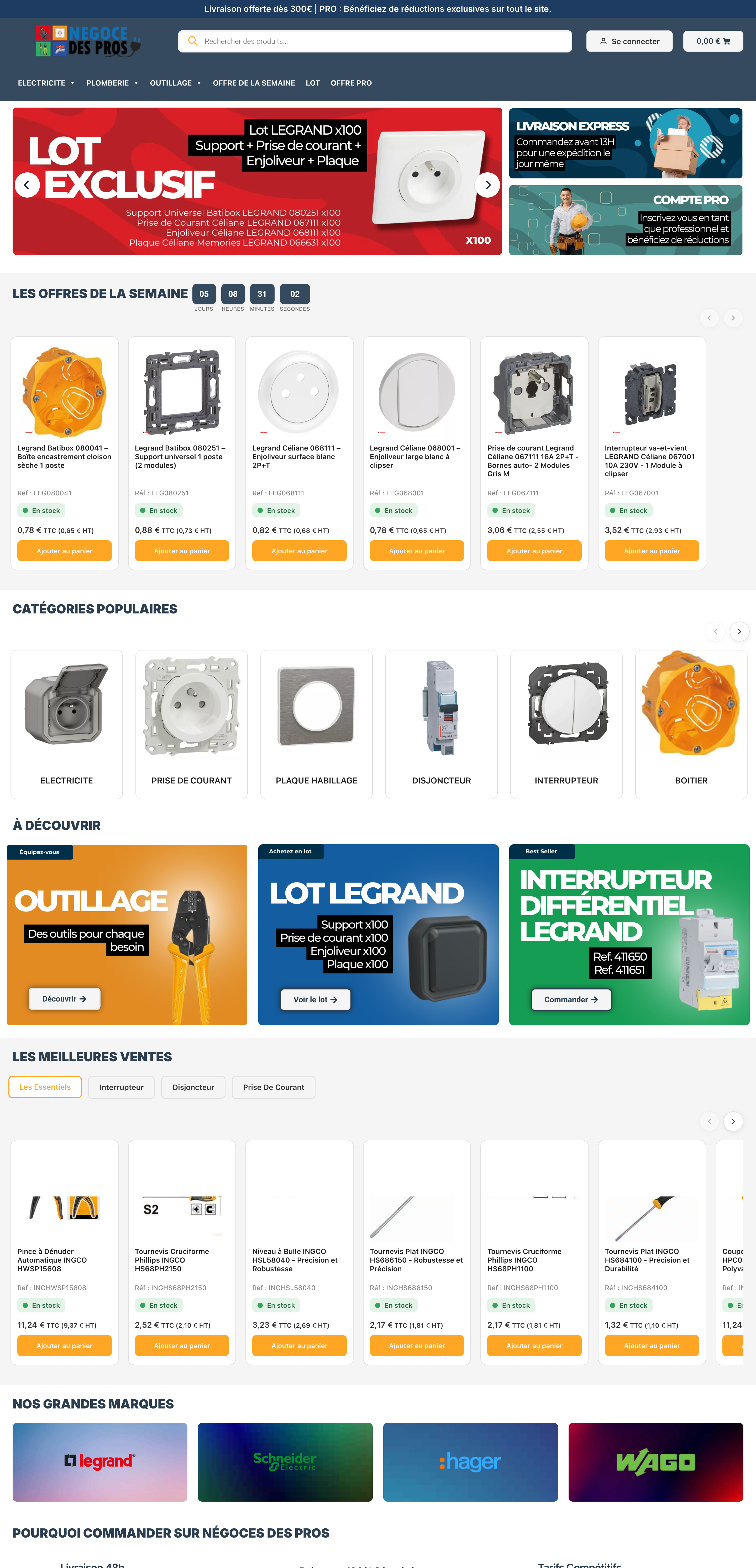 Aperçu du site Négoce des Pros